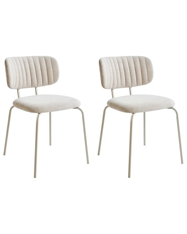 Sæt med 2 spisebordsstole beige polstrede sæder og rygge metalben moderne design