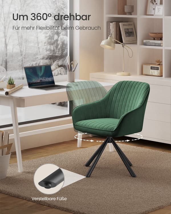 Spisestuestol med armlæn - grøn/sort - trendy design