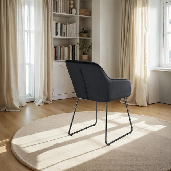 Spisebordsstol Jeane, velour - Velour sort/sort,Sæt med 4 stk.