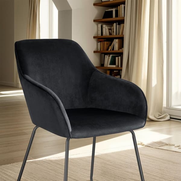 Spisebordsstol Jeane, velour - Velour sort/sort,Sæt med 4 stk.