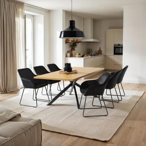 Spisebordsstol Jeane, velour - Velour sort/sort,Sæt med 4 stk.
