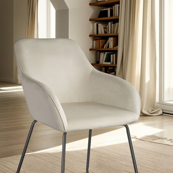 Spisebordsstol Jeane, velour - Velour creme/sort,Sæt med 2 stk.