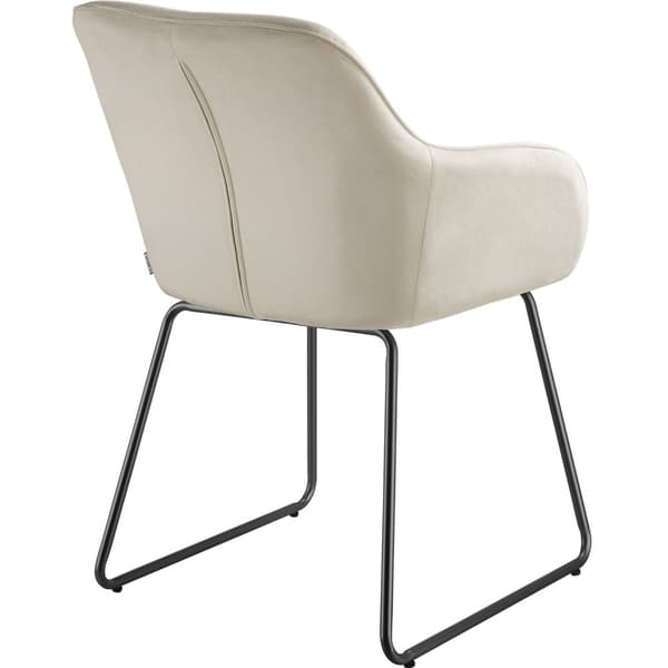 Spisebordsstol Jeane, velour - Velour creme/sort,Sæt med 2 stk.