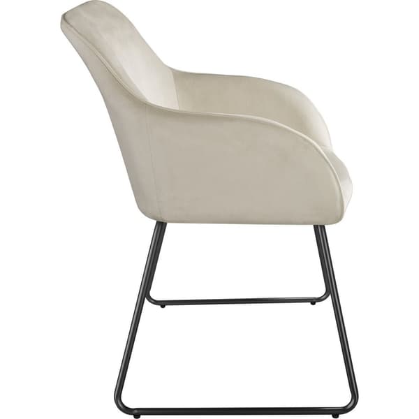 Spisebordsstol Jeane, velour - Velour creme/sort,Sæt med 2 stk.