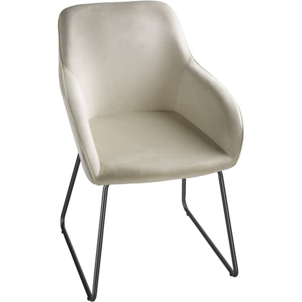 Spisebordsstol Jeane, velour - Velour creme/sort,Sæt med 2 stk.