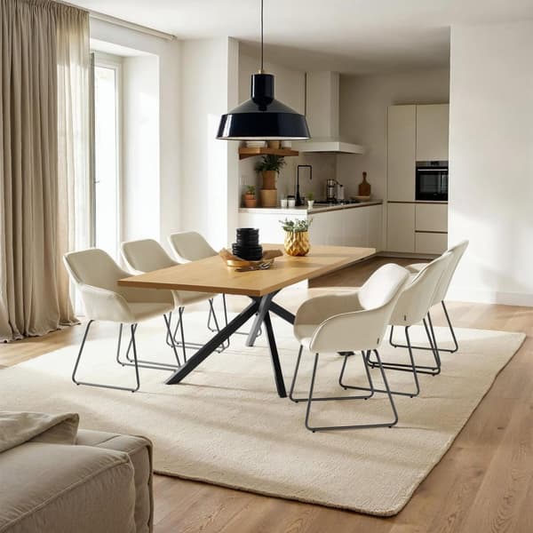 Spisebordsstol Jeane, velour - Velour creme/sort,Sæt med 2 stk.