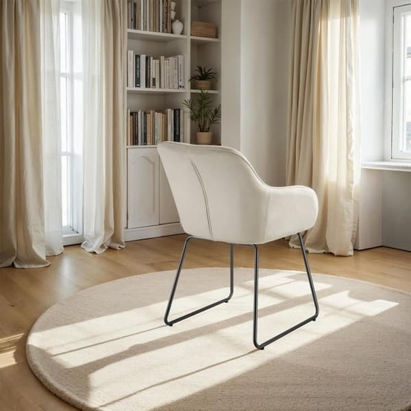 Matstol Jeane i sammetslook - Sammet crème/svart, Uppsättning om 6