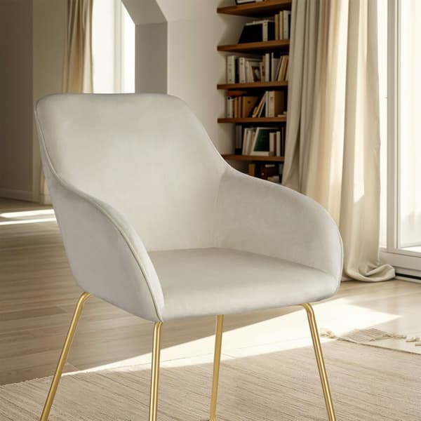 Spisebordsstol Jeane, velour - Velour creme/guld,Sæt med 6 stk.