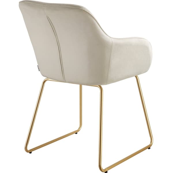 Spisebordsstol Jeane, velour - Velour creme/guld,Sæt med 6 stk.