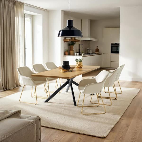 Spisebordsstol Jeane, velour - Velour creme/guld,Sæt med 6 stk.