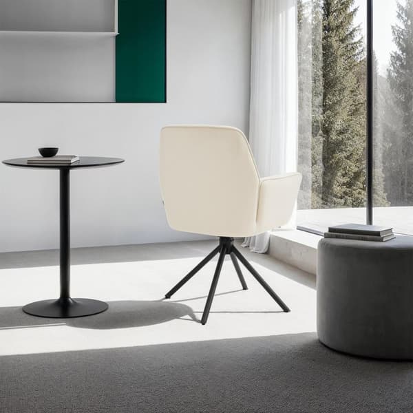 Stol Lenia, polstret - Velour creme/sort,Sæt med 6 stk.