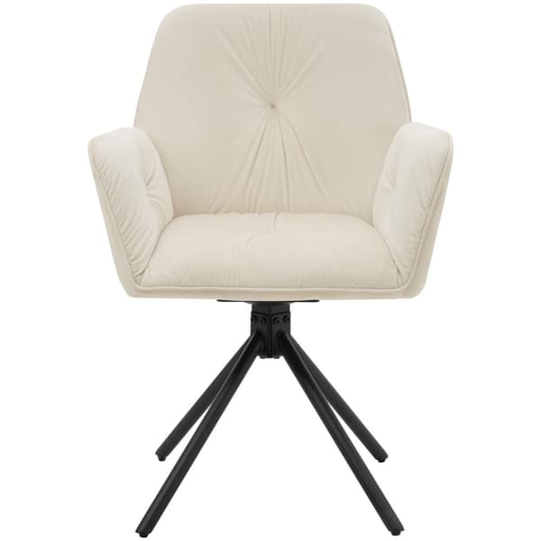 Stol Lenia, polstret - Velour creme/sort,Sæt med 6 stk.