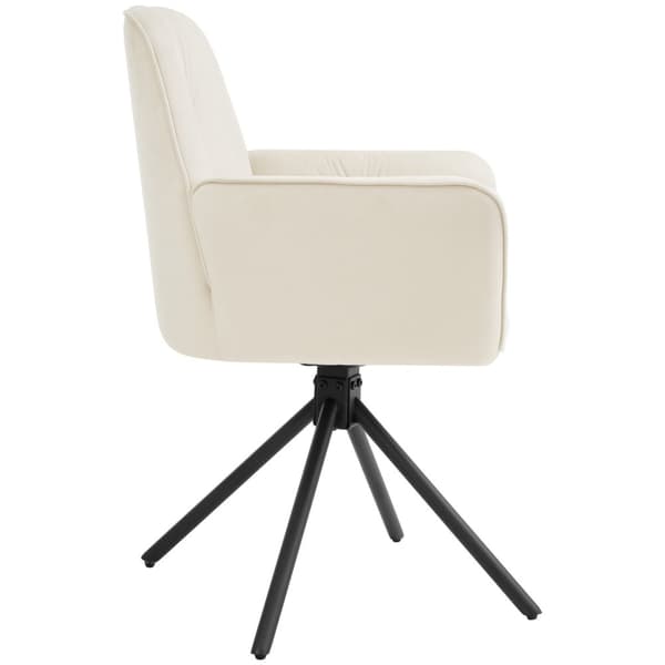 Stol Lenia, polstret - Velour creme/sort,Sæt med 6 stk.