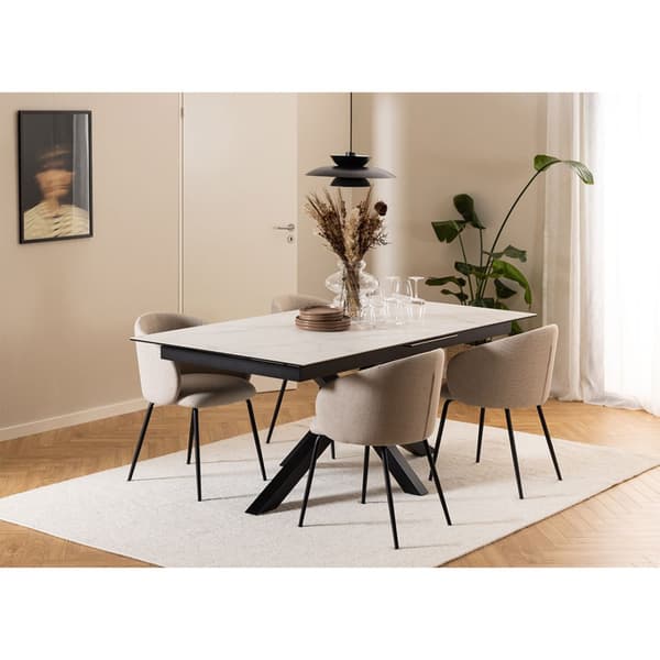 2 x  Eleanor spisestuestol med armlæn stof beige.