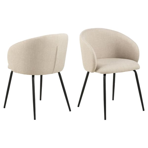 2 x  Eleanor spisestuestol med armlæn stof beige.