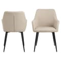 Miniatyrbilde 3 av 9: 2 x Lizzy spisestuestoler med armlene stoff beige.