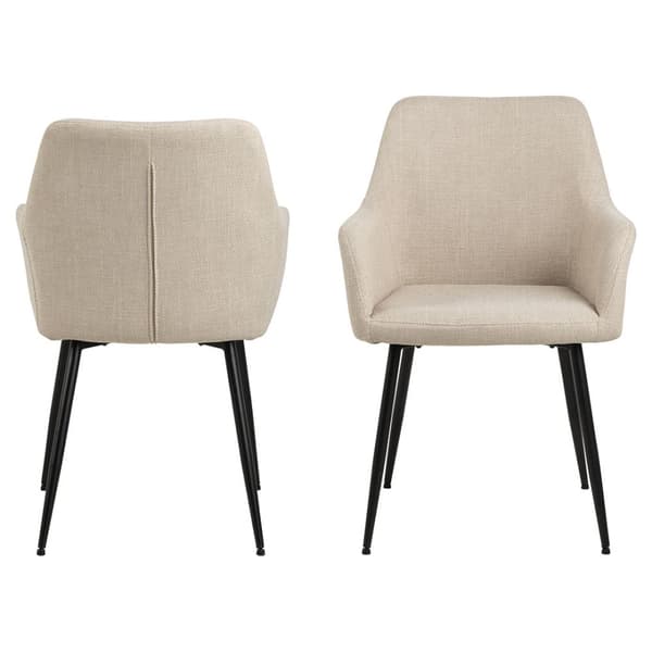 2 x Lizzy spisestuestoler med armlene stoff beige.