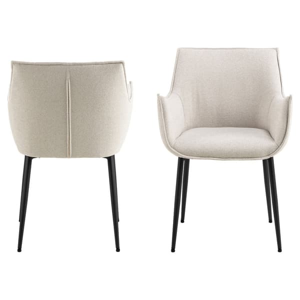 2 x Bonita spisestuestoler med armlene stoff beige.