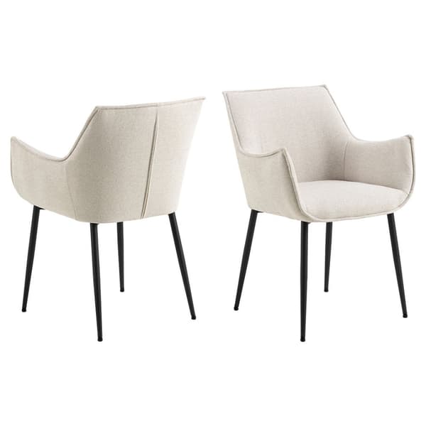 2 x Bonita spisestuestoler med armlene stoff beige.