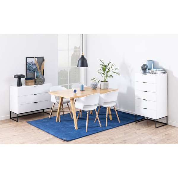 2 x Luna spisestuestoler med armlene PU kunstlær hvit.
