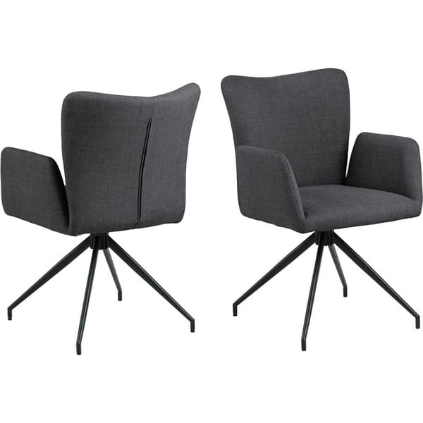 2 x Laura spisestuestoler med armlene stoff grå.