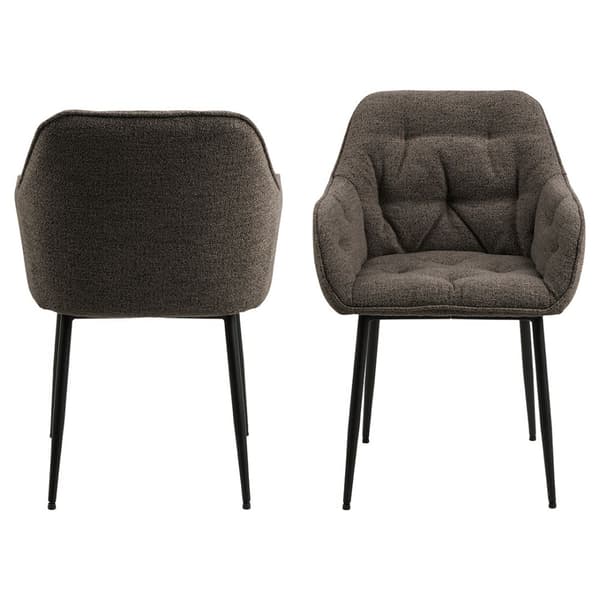 2 x Brooke spisestuestoler med armlene bouclé grå.