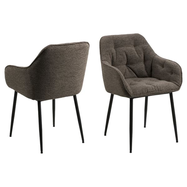 2 x Brooke spisestuestoler med armlene bouclé grå.