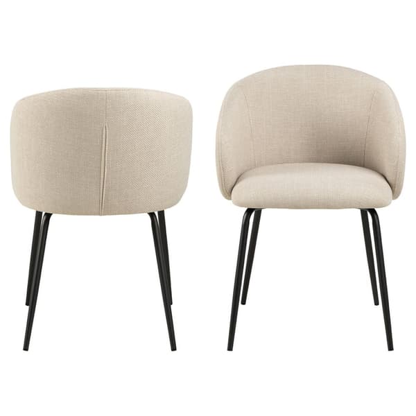 2 x Eleanor spisestuestoler med armlene stoff beige.