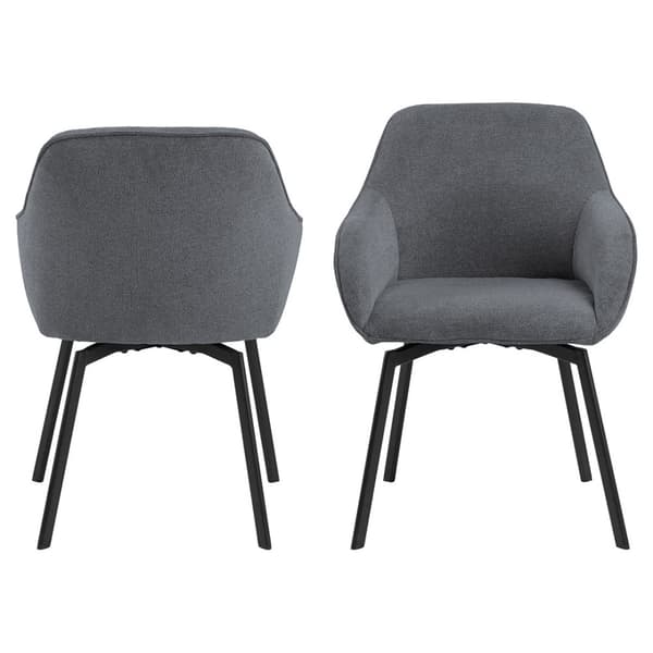 2 x Clara spisestuestoler med armlene stoff grå.