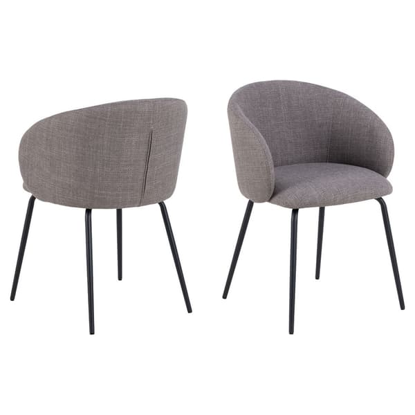 2 x Eleanor spisestuestoler med armlene stoff lys gråbrun.
