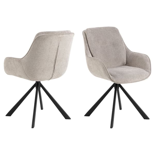 2 x Carrie spisestuestoler med armlene stoff brun.