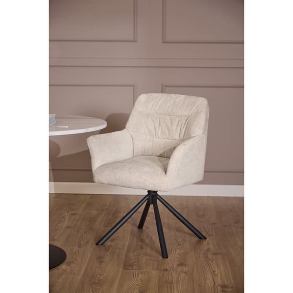 2 x Alonso spisestuestoler med armlene stoff beige.