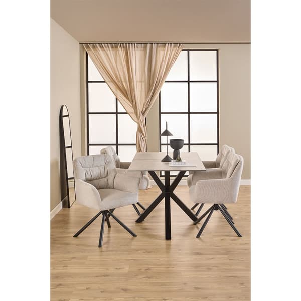 2 x Alonso spisestuestoler med armlene stoff beige.