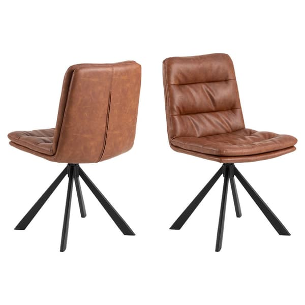 2 x Dean spisestuestol PU kunstlæder brun.