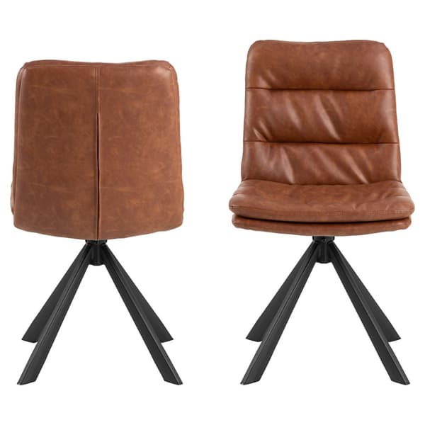 2 x  Dean spisestuestol PU kunstlæder brun.