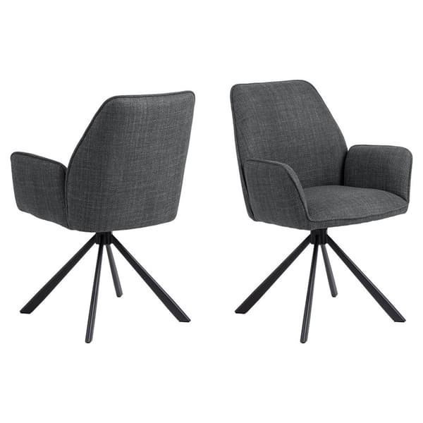 2 x Glenda matstol med armstöd tyg grå.