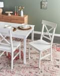 Miniatyrbilde 2 av 8: Set om 2 Matsalsstolar Vit Poppel MDF Cabin-stil