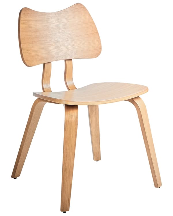 Sett med 2 spisestoler Lysebrun Gummitre Retro stil Spisestue Kjøkkenstoler