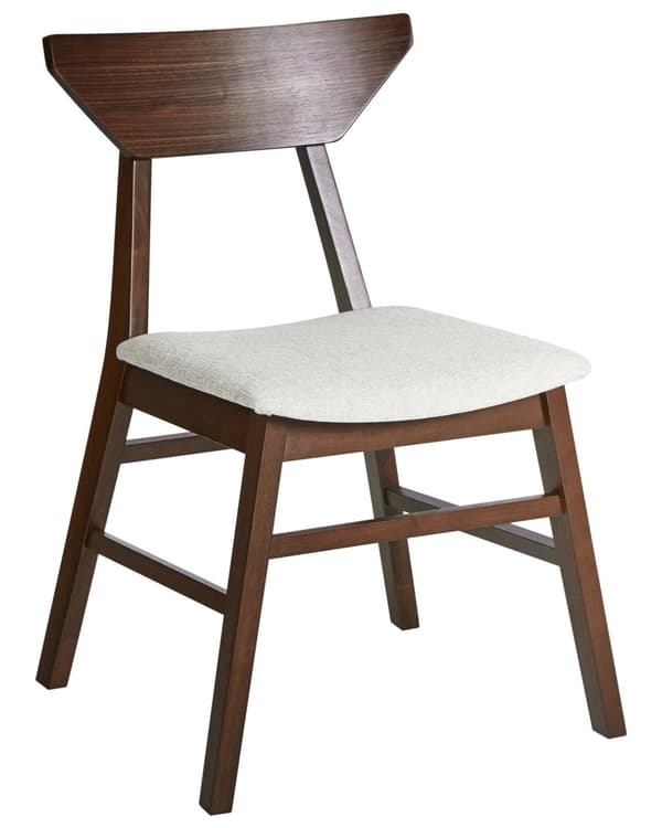 Spisebordsstol Mørkebrun Beige Stof Sæt af 2 Spisestole Moderne Spisestuestol Træ Stole til Spisebord med Træben Design