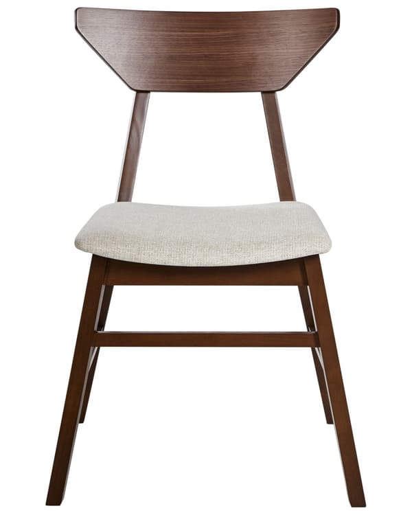 Spisebordsstol Mørkebrun Beige Stof Sæt af 2 Spisestole Moderne Spisestuestol Træ Stole til Spisebord med Træben Design