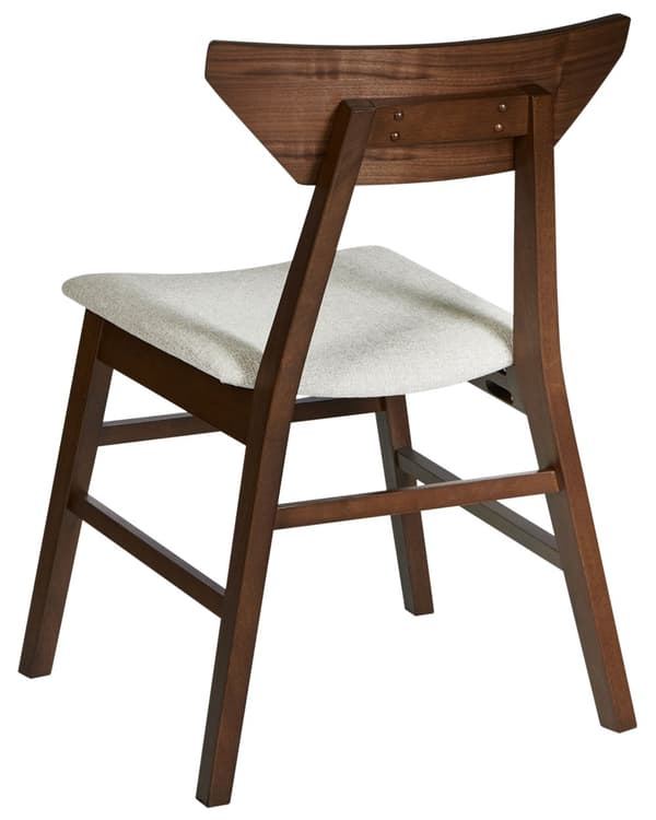 Spisebordsstol Mørkebrun Beige Stof Sæt af 2 Spisestole Moderne Spisestuestol Træ Stole til Spisebord med Træben Design