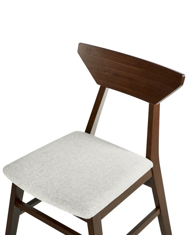 Spisebordsstol Mørkebrun Beige Stof Sæt af 2 Spisestole Moderne Spisestuestol Træ Stole til Spisebord med Træben Design