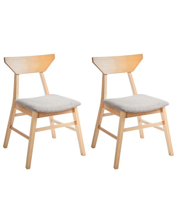 Spisebordsstol Lysebrun Taupe Stof Sæt af 2 Spisestole Moderne Spisestuestol Træ Stole til Spisebord med Træben Design