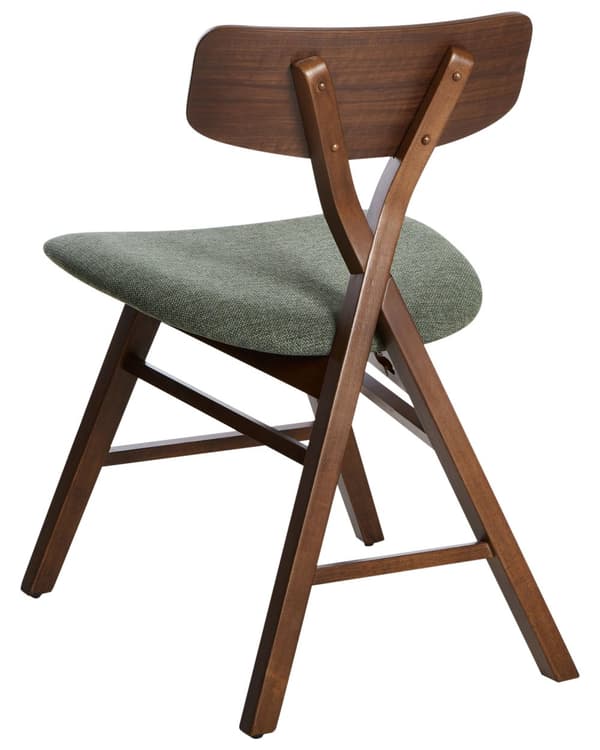 Spisebordsstol Mørkebrun Grøn Stof Sæt af 2 Spisestole Moderne Spisestuestol Træ Stole til Spisebord med Træben Design