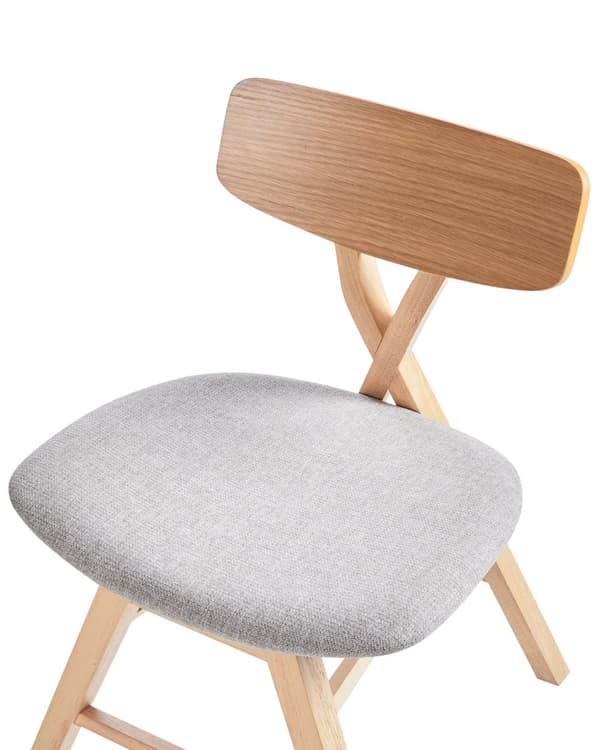 Spisebordsstol Lysebrun Grå Stof Sæt af 2 Spisestole Moderne Spisestuestol Træ Stole til Spisebord med Træben Design