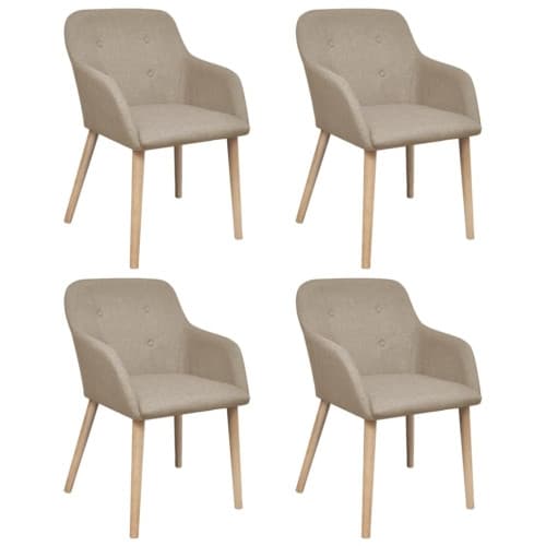 Matstolar 4 st beige tyg och massiv ek