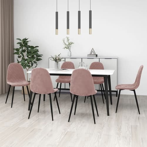 Matstolar 6 st rosa sammet