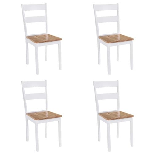 Matstolar 4 st vit massivt gummiträ