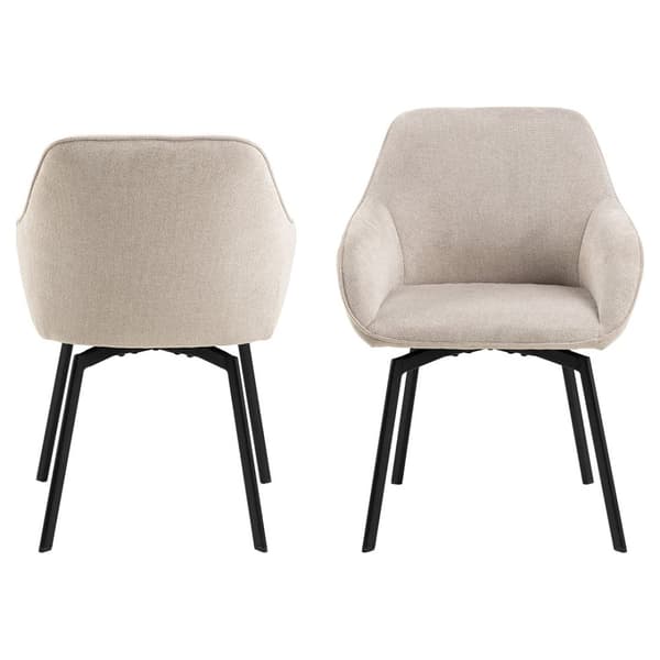 2 x Clara spisestuestoler med armlene stoff beige.