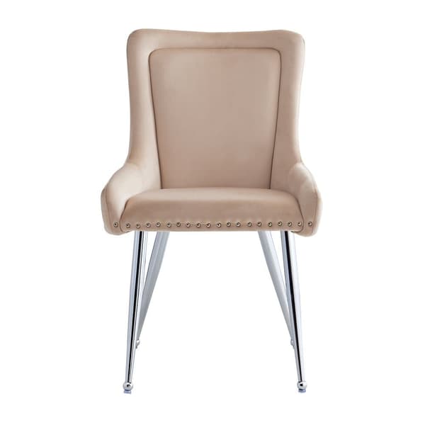 Set med 2 stolar - Sammet av hög kvalitet - Modern stil - Beige